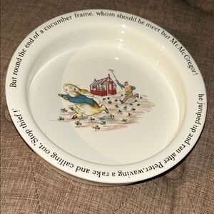 1970S VTG WEDGWOOD BEATRIX POTTER "PETER RABBIT"PORRINGER "STOP THIEF" BOWL